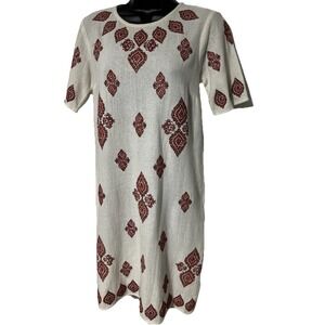 Michael‎ Kors Paisley Print Cream Maroon Red Pink Linen Dress Women's Size 0